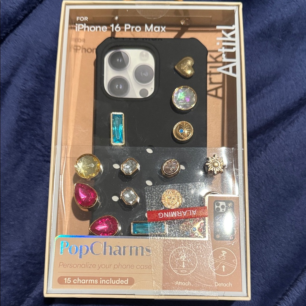 iPhone 16 Pro Max Black Case with Charms
